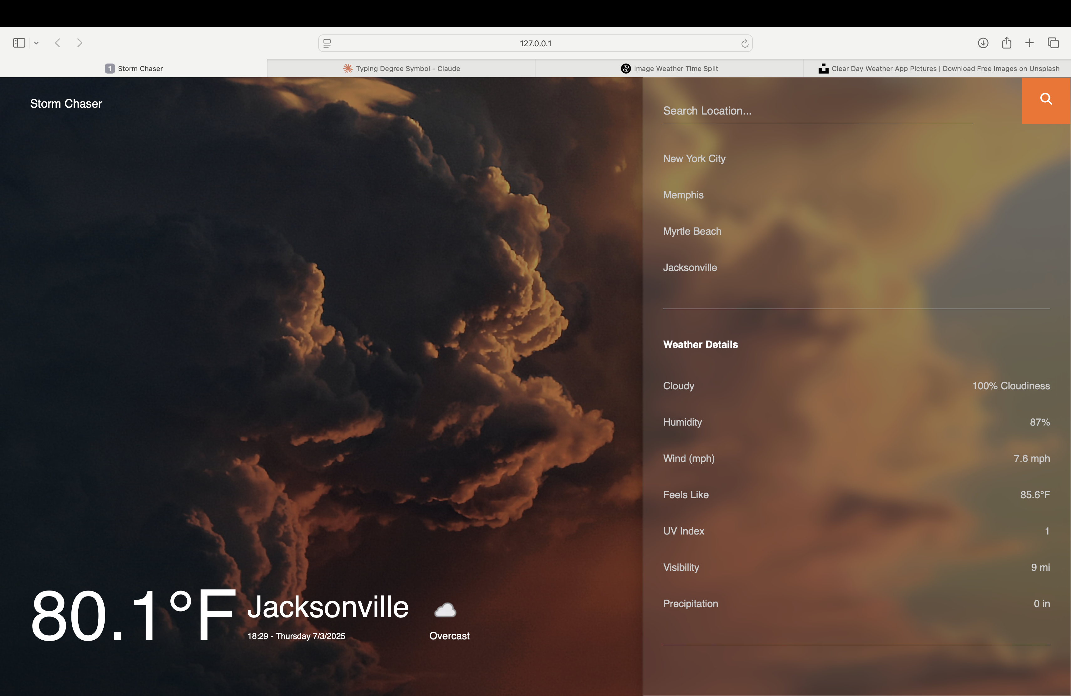 Weather app interface screenshot